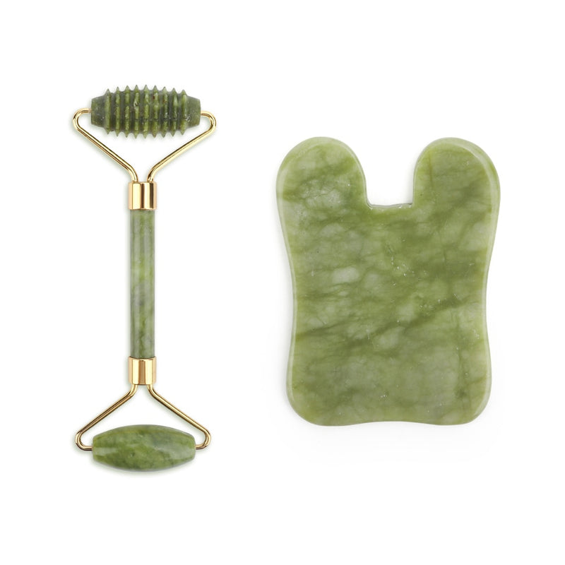 Kit de Massajador Gua Sha Facial com Rolos de Jade