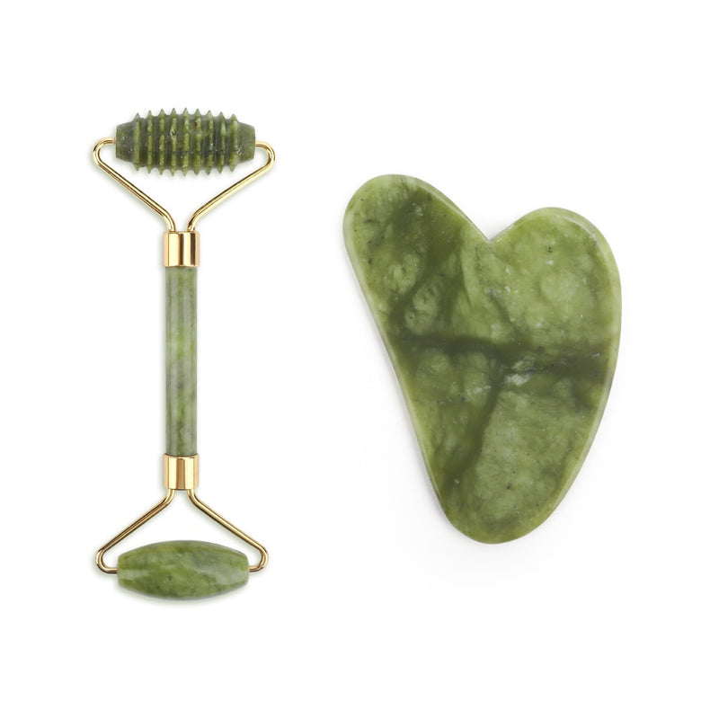 Kit de Massajador Gua Sha Facial com Rolos de Jade