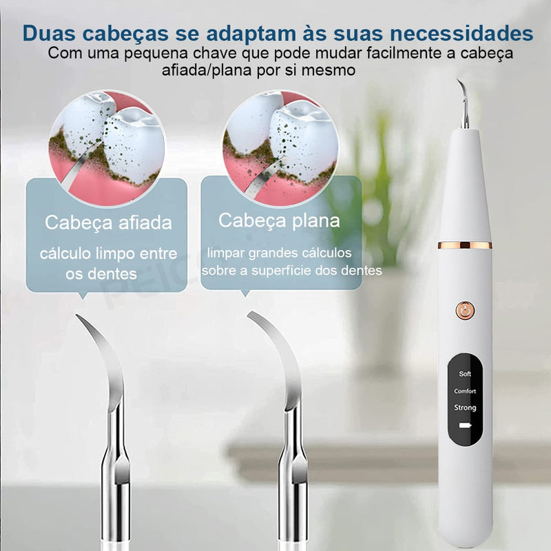 Removedor de tártaro e cálculos dentais ultrassônico elétrico para limpeza de placa bacteriana e remoção de pedra dental nos dentes