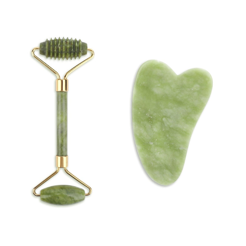 Kit de Massajador Gua Sha Facial com Rolos de Jade