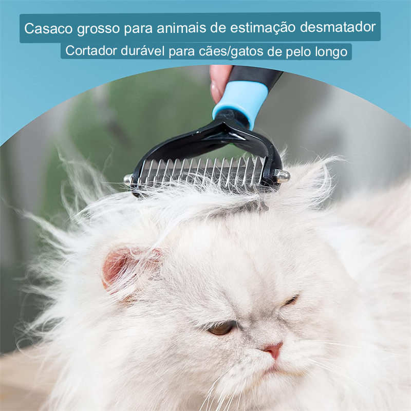 Escova de Desembaraçar Profissional para Animais de Estimação com 2 Lados