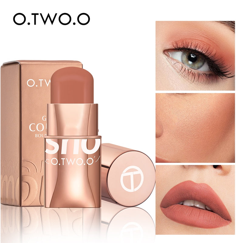 O.TWO.O Batom Blush Stick 3 em 1: Tonalizante de Olhos, Bochechas e Lábios - à Prova D'Água