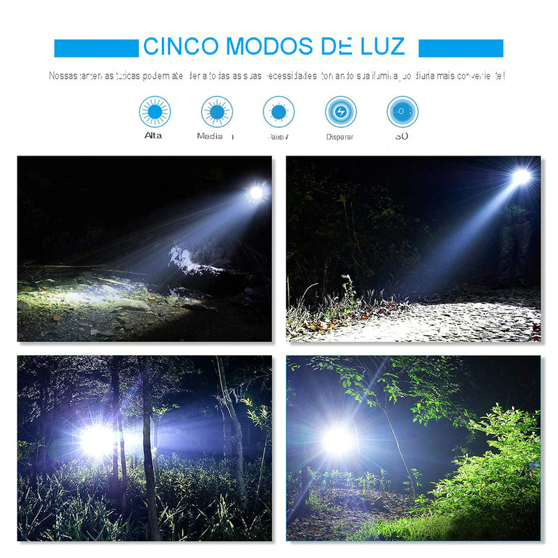 Lanterna de LED Zoomable com 5 Modos de Iluminação