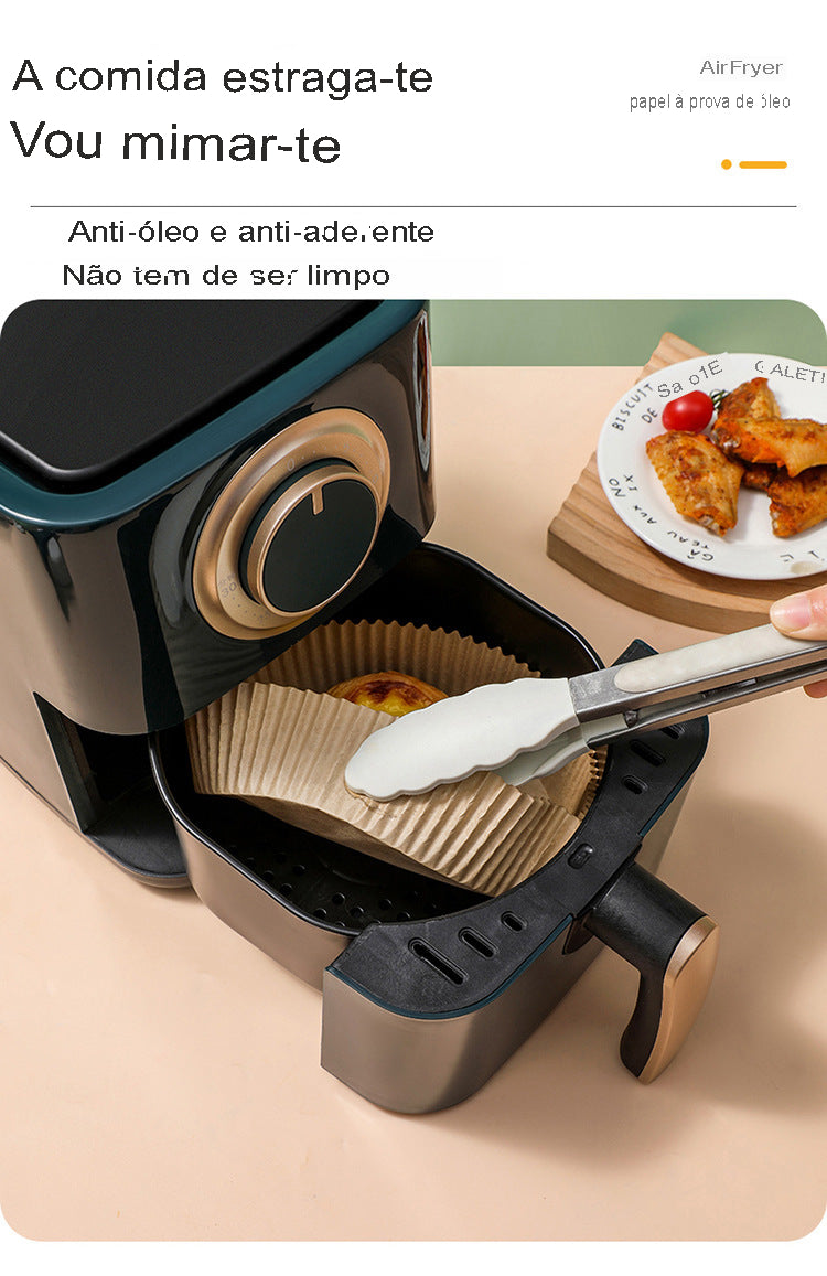 Pacote com 50 unidades: Papel Especial para Fritadeira de Ar Quente com Suporte de Silicone